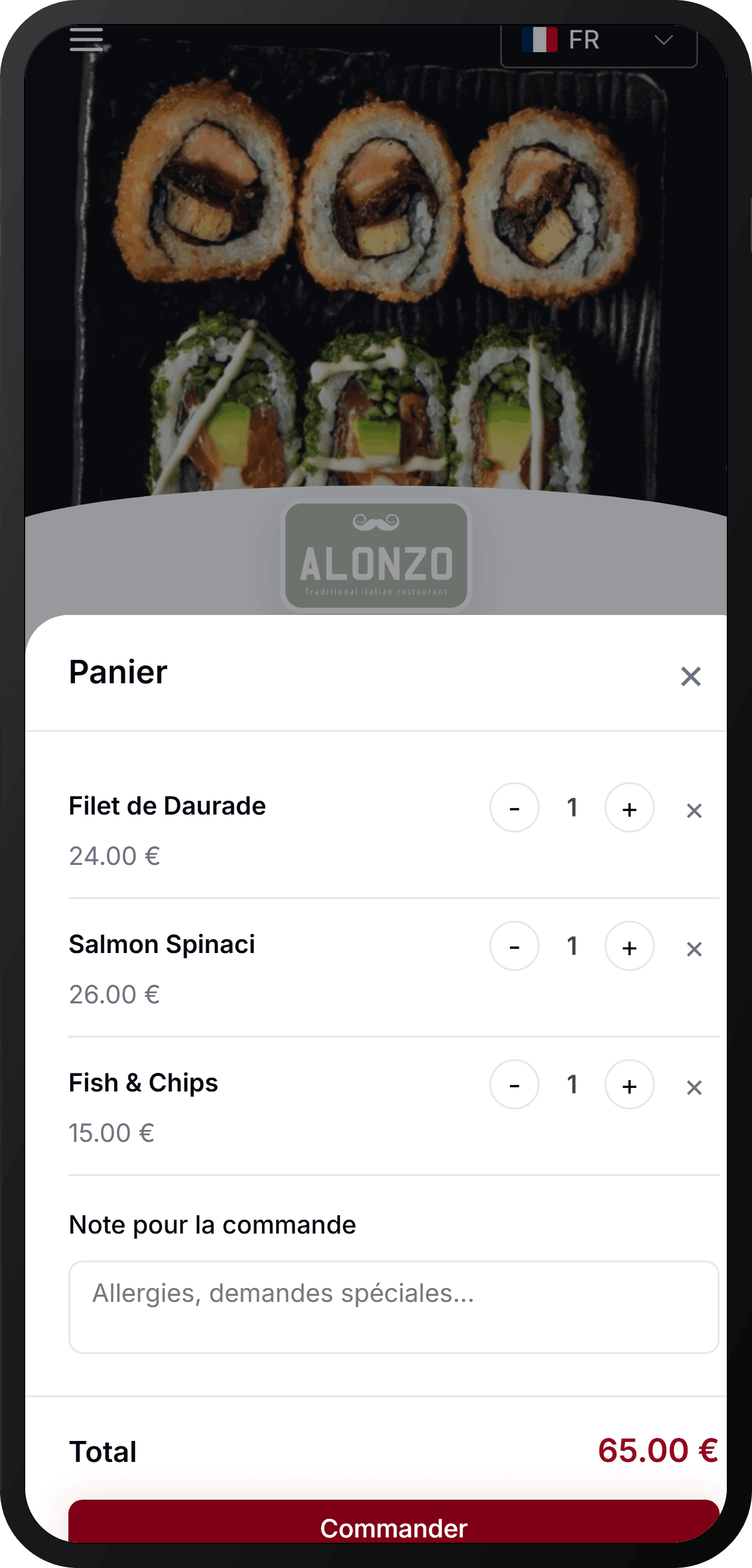 La commande en ligne, sur place ou à emporter